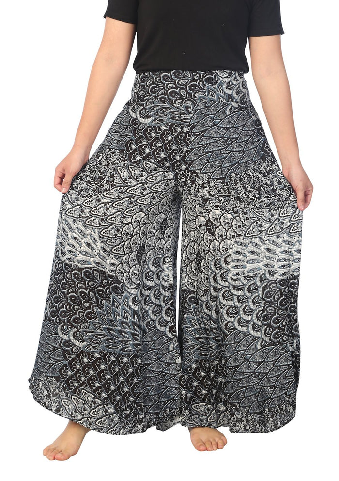 Womens Colorful Peacock Palazzo Pants - Lannaclothesdesign Shop