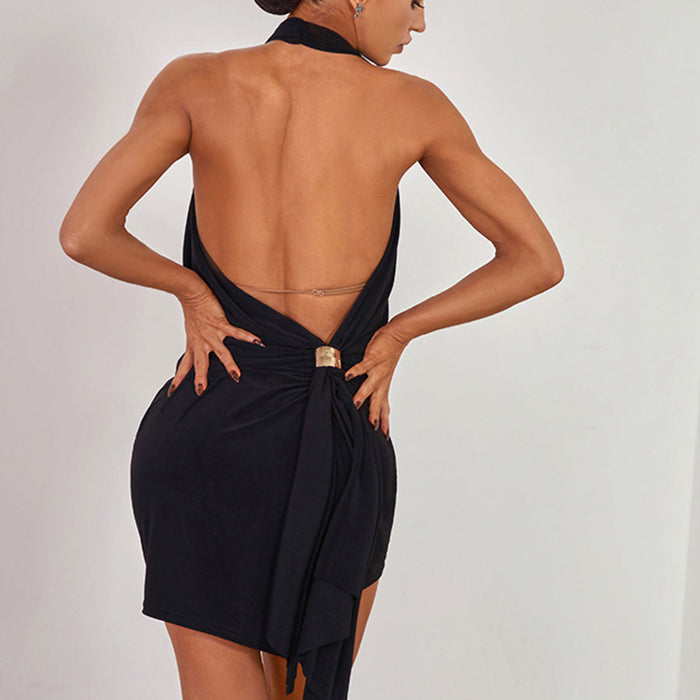 Women's Halter Backless Dance Dress DanceWear Training Performance Dress