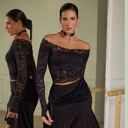 Women's Lace Long Sleeve Latin Dance Tops Dance Wear Dance Tops