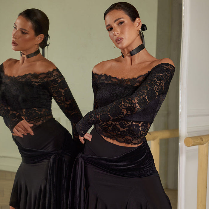 Women's Lace Long Sleeve Latin Dance Tops Dance Wear Dance Tops