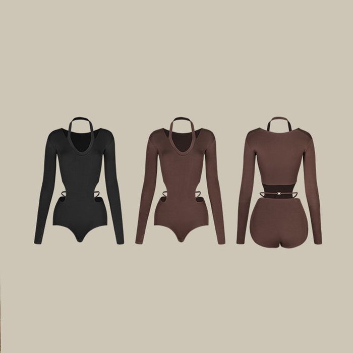 Women's Long Sleeve Dance Tops Bodysuit LeotarPractice DanceWear