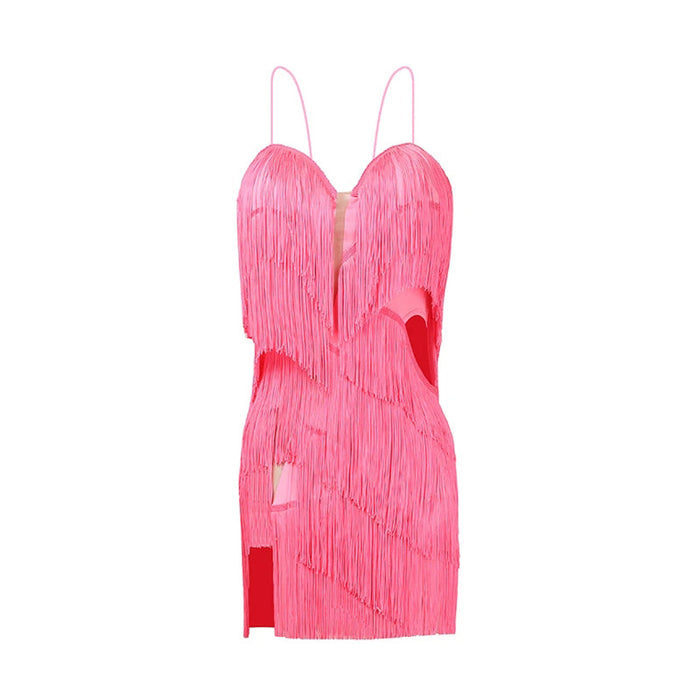 Women's Milk Silk Fabric Tassel Dance Dress Dance Wear Training Performance Dress
