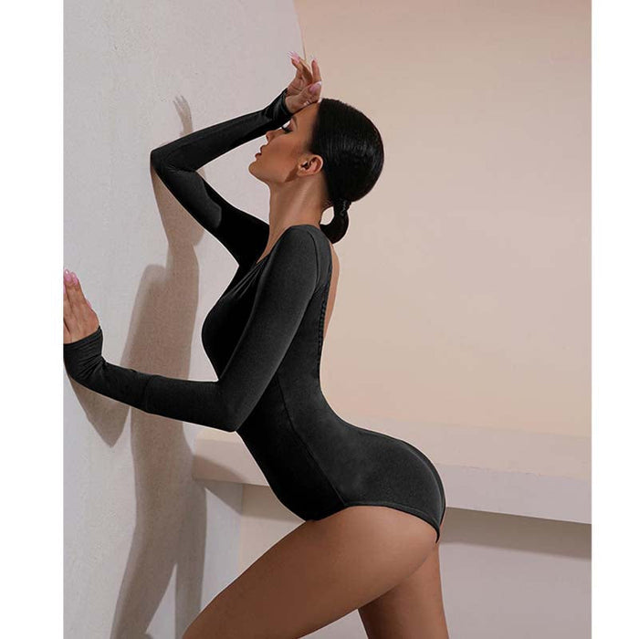 Women's Milk Silk Long Sleeve Bodysuit Practice Dance Wear Practice