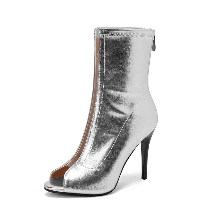 Women's PU 10cm Silm Heel Rubber Sole Dance Boots JazDance Shoes