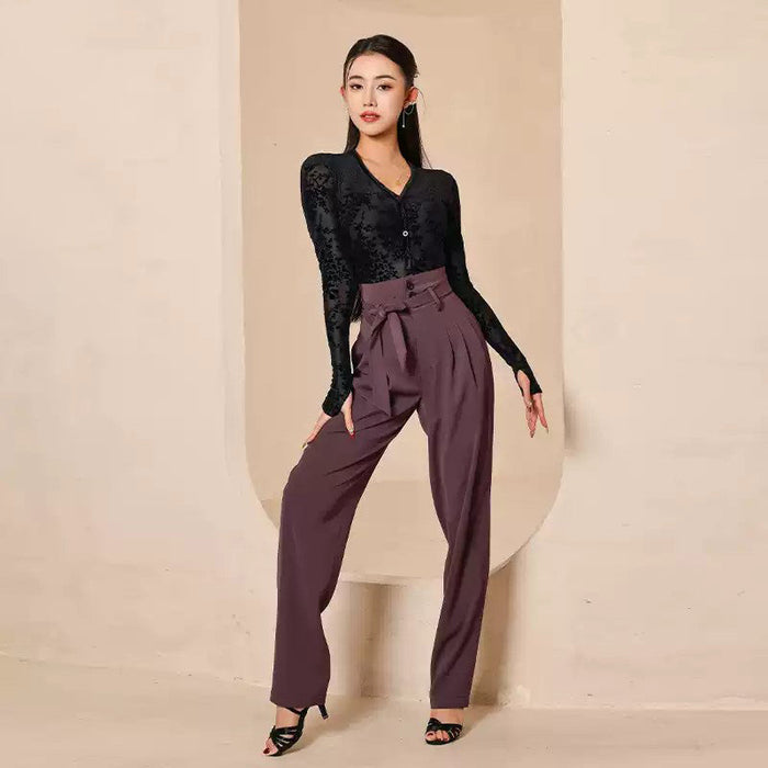 Women's Purple High Waist Dance Pants Training Pants Dancewear