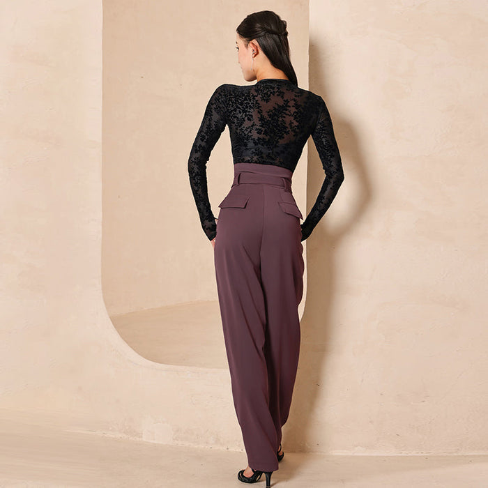 Women's Purple High Waist Dance Pants Training Pants Dancewear