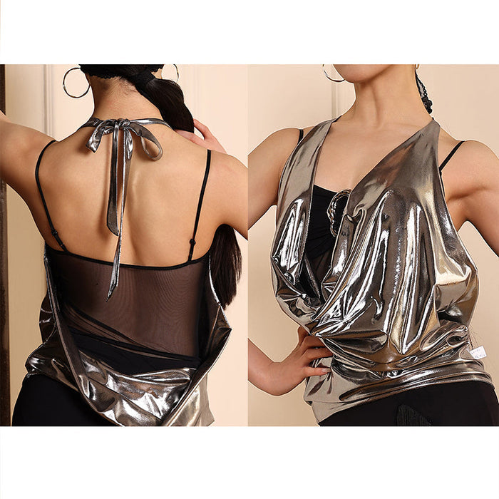Women's Silver Tops Training Dance Tops DanceWear Dance Tops
