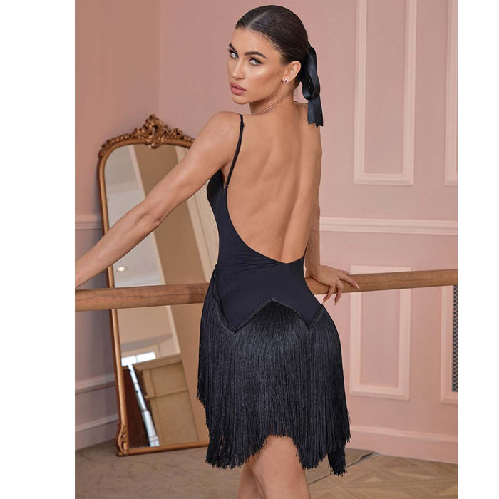 Women's Sleeveless Tassel Dance Dress Dance Wear Training Performance Dress