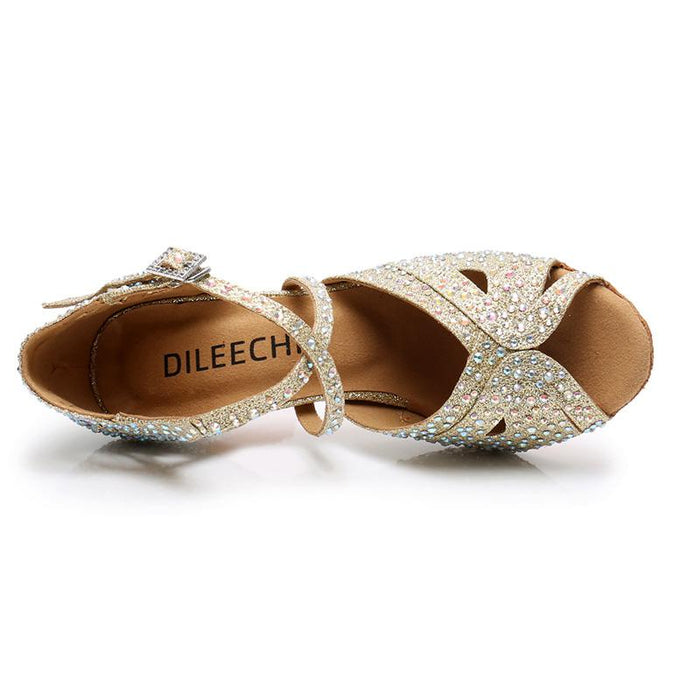 Women's Sparkling Glitter Customized Heel Ballroom Dance Shoes Latin Shoes