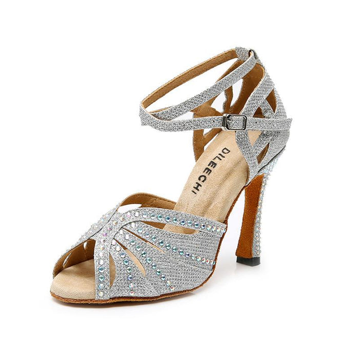Women's Sparkling Glitter Customized Heel Ballroom Dance Shoes Latin Shoes