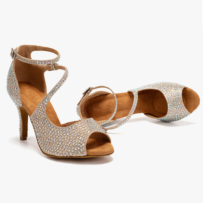 Women's Sparkling Glitter Customized Heel Dance Heels Salsa Shoes Ballroom Dance Shoes