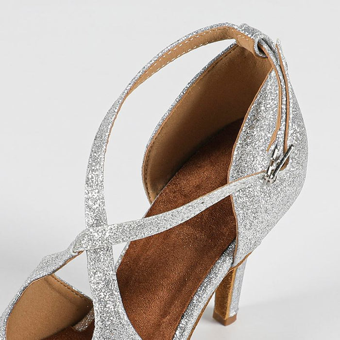 Women's Sparkling Glitter Customized Heel Latin Shoes Ballroom Dance Shoes