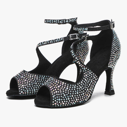 Women's Sparkling Glitter Customized Heel Latin Shoes Salsa Shoes Ballroom Dance Shoes