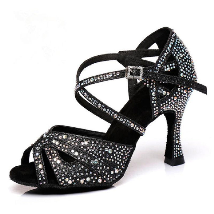 Women's Sparkling Glitter Customized Heel Salsa Latin Ballroom Dance Shoes