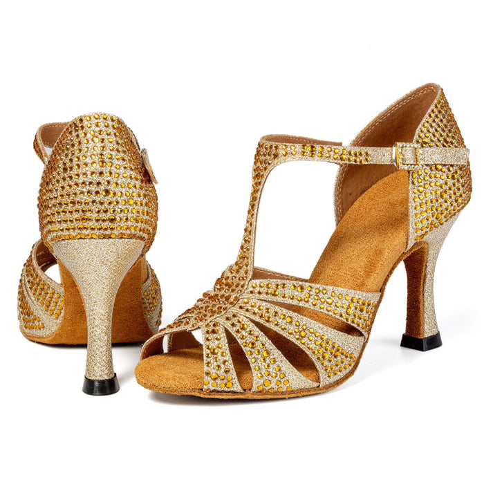 Women's Sparkling Glitter Customized Heel Salsa Latin Dance Shoes