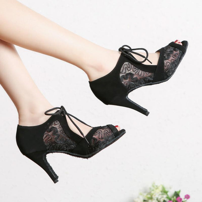 Women's Suede Customized Heel Ballroom Dance Shoes Salsa Shoes