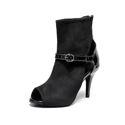 Women's Suede Open To Customized Heels Dance Boots JazSalsa Dancing Shoes