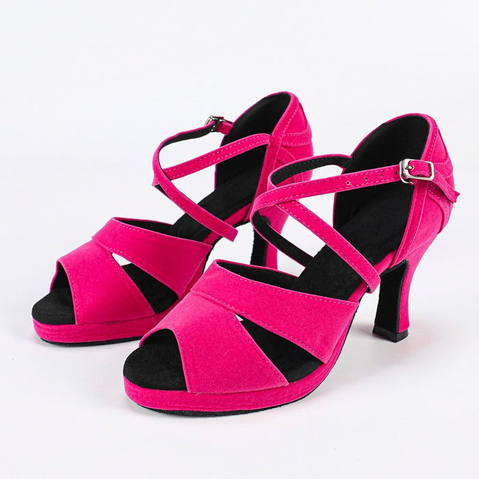 Women's Velvet Customized Heel Latin Shoes Ballroom Dance Shoes