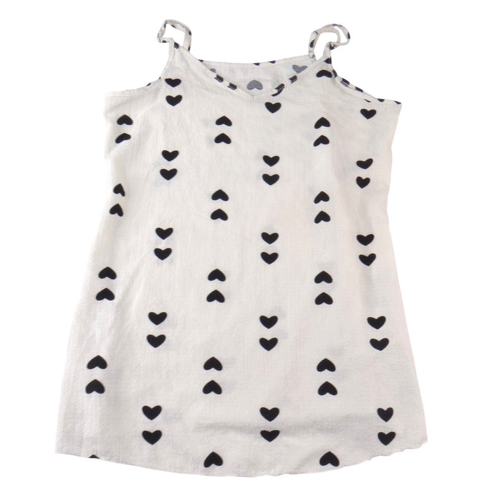 Womens White Black Heart Print V Neck Cami Adjustable Straps Top Size M0