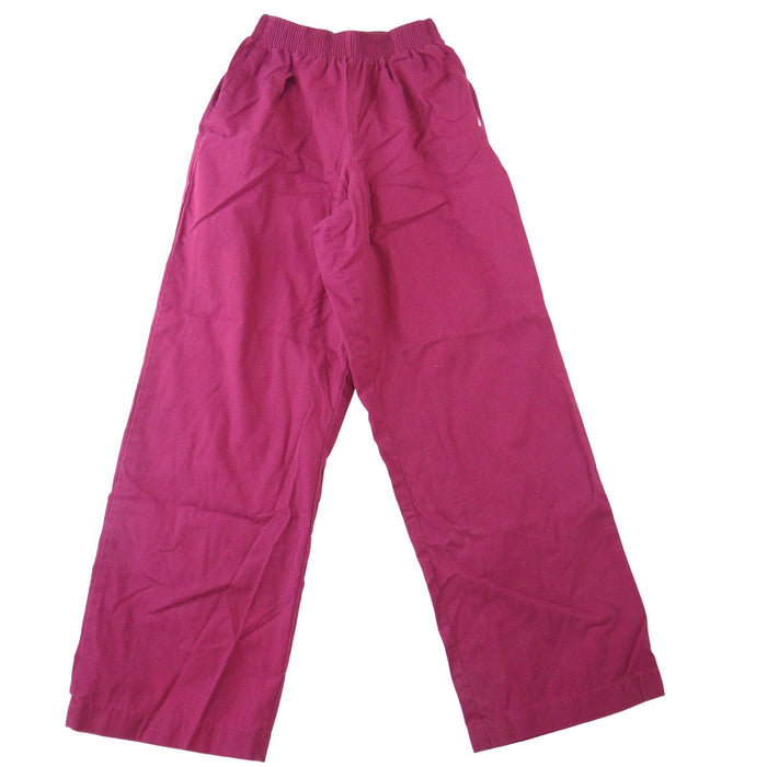 Womens Wide Leg Elastic Waist Scrub Pants Burgundy Wine Red Small0
