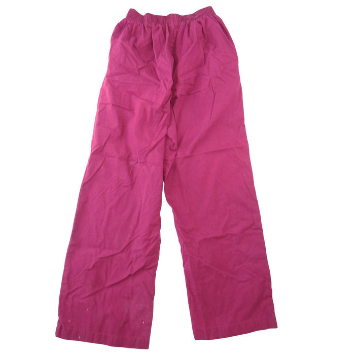 Womens Wide Leg Elastic Waist Scrub Pants Burgundy Wine Red Small2