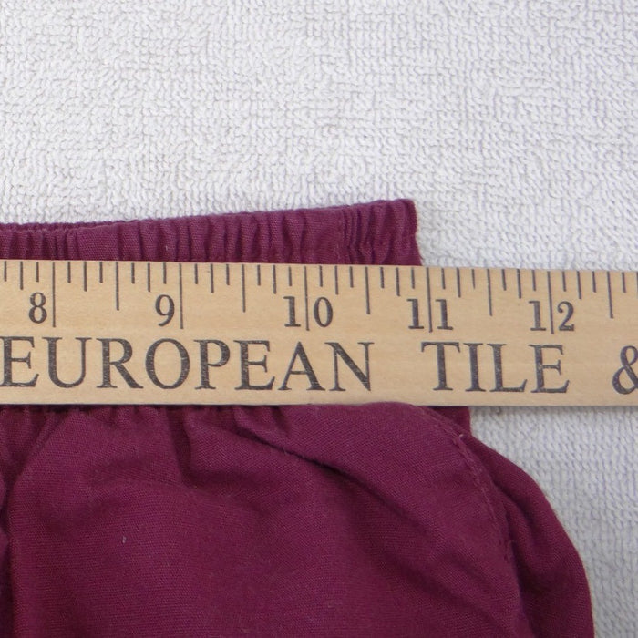Womens Wide Leg Elastic Waist Scrub Pants Burgundy Wine Red Small4