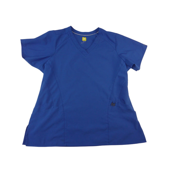 Womens WonderWink W123 Royal Blue V Neck Scrub Top Medical Uniform Short Sleeve0