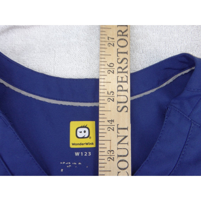 Womens WonderWink W123 Royal Blue V Neck Scrub Top Medical Uniform Short Sleeve3