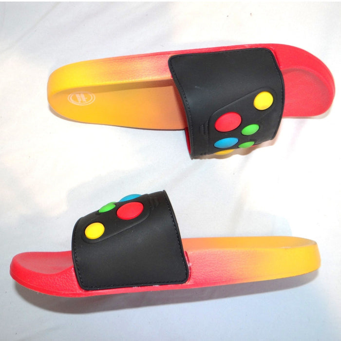 Wonder Nation Womens Red Yellow Ombre Slide Sandals Multicolor 3D Dots Size 61