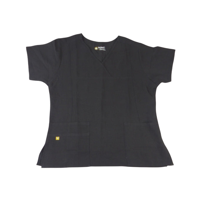 WonderWink Four Stretch Black Scrub Top V Neck Short Sleeve Medical Uniform L0