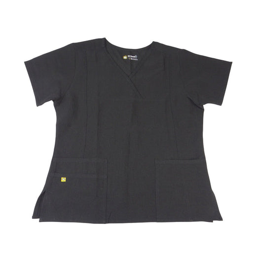 WonderWink Four Stretch Black V Neck Scrub Top Womens Large Short Sleeve0