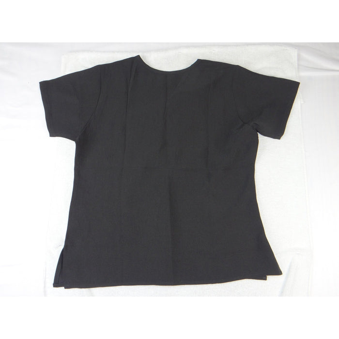 WonderWink Four Stretch Black V Neck Scrub Top Womens Large Short Sleeve1