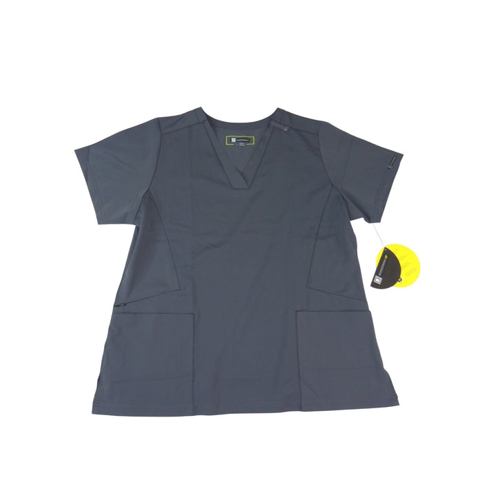 WonderWink HP Women Scrub Top Pewter Gray V Neck Performance 6108 Size L NWT0