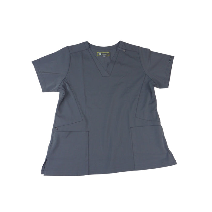 WonderWink HP Womens Charcoal Gray V Neck 4 Pocket Scrub Top Large 40420