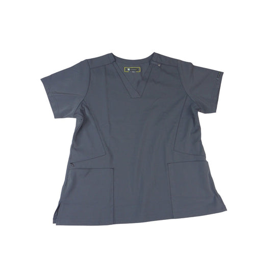 WonderWink HP Womens Charcoal Gray V Neck 4 Pocket Scrub Top Large 40420