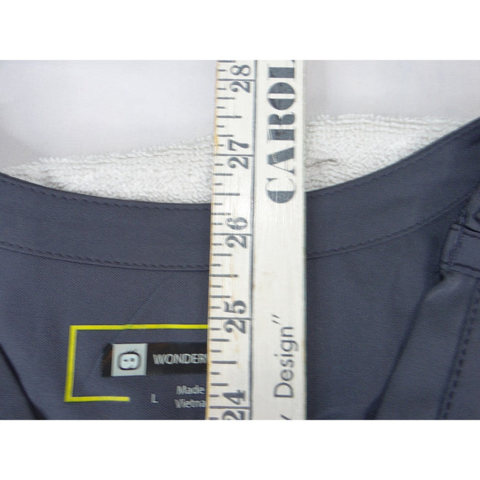 WonderWink HP Womens Charcoal Gray V Neck 4 Pocket Scrub Top Large 40424