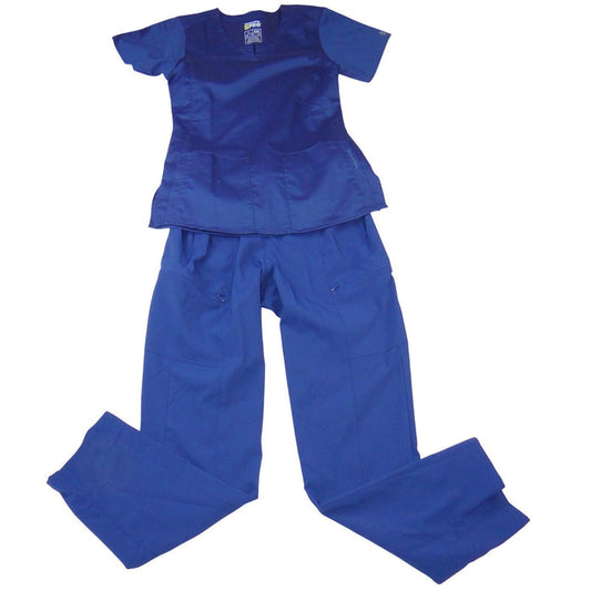 WonderWink PRO Renew Scrub Set Womens XXS Top XS Pants Royal Blue V Neck Cargo0