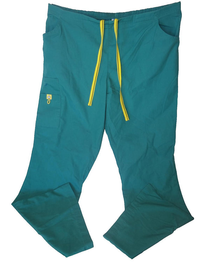 WonderWink Teal Women's Scrub Pants with Yellow Drawstring, Size XL0