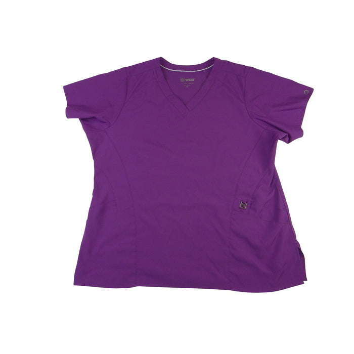 WonderWink W123 Womens Purple V Neck Scrub Top XL Short Sleeve Performance 34220