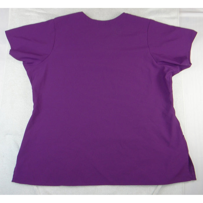 WonderWink W123 Womens Purple V Neck Scrub Top XL Short Sleeve Performance 34221