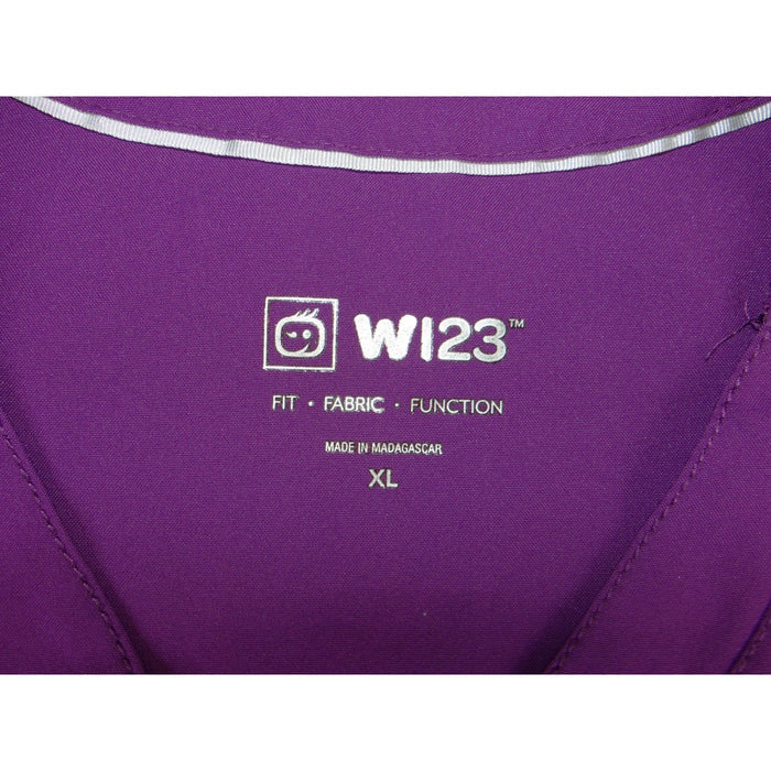 WonderWink W123 Womens Purple V Neck Scrub Top XL Short Sleeve Performance 34222