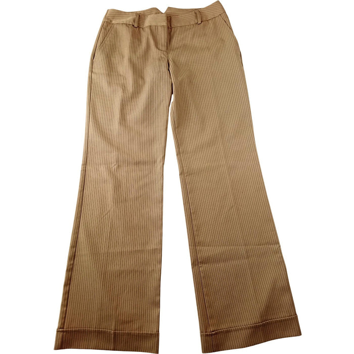 Y2K A. Byer Womens Tan Brown Pinstripe Wide Leg Dress Pants Trouser Size 90