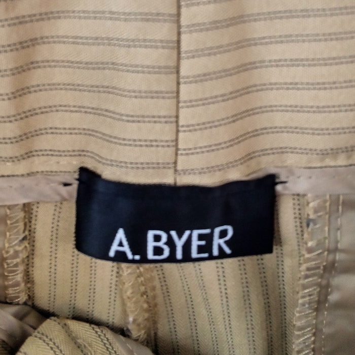 Y2K A. Byer Womens Tan Brown Pinstripe Wide Leg Dress Pants Trouser Size 91