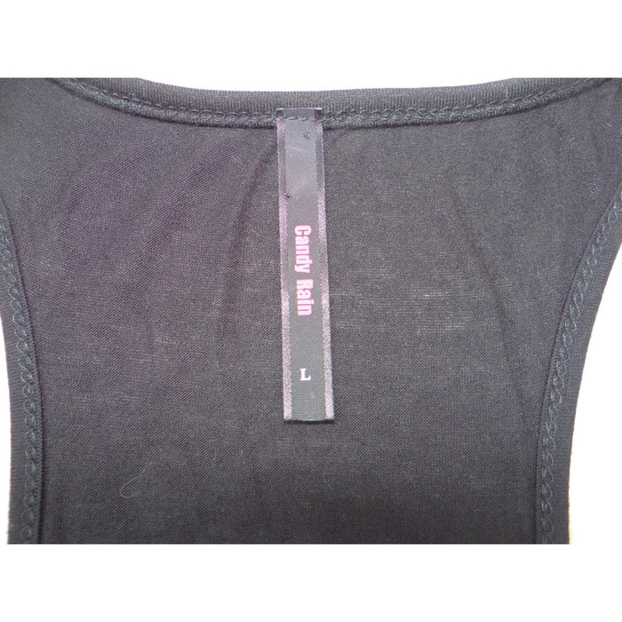 Y2K Candy Rain Womens Black Ruffle Sequin Racerback Tank Top Size L Slim Fit1