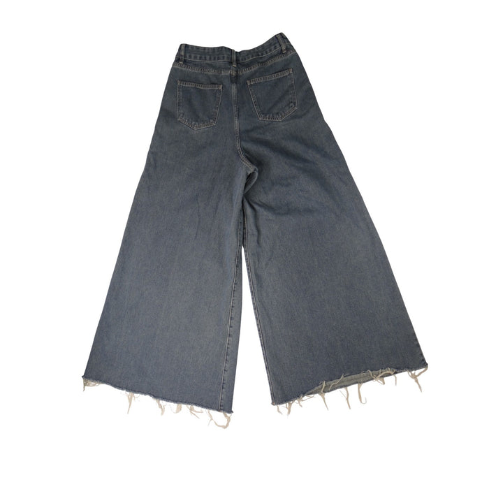Y2K inspired Extreme Wide Leg Denim Jeans Cropped Raw Hem On Trend6