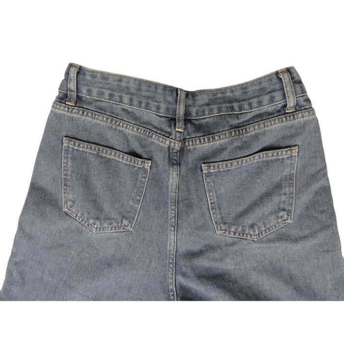 Y2K inspired Extreme Wide Leg Denim Jeans Cropped Raw Hem On Trend7