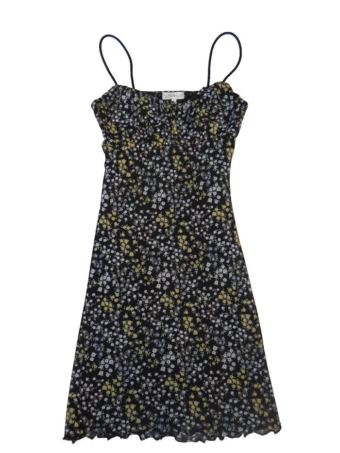 Y2K Ultra Flirt Women's Black Floral Midi Dress Size Small0