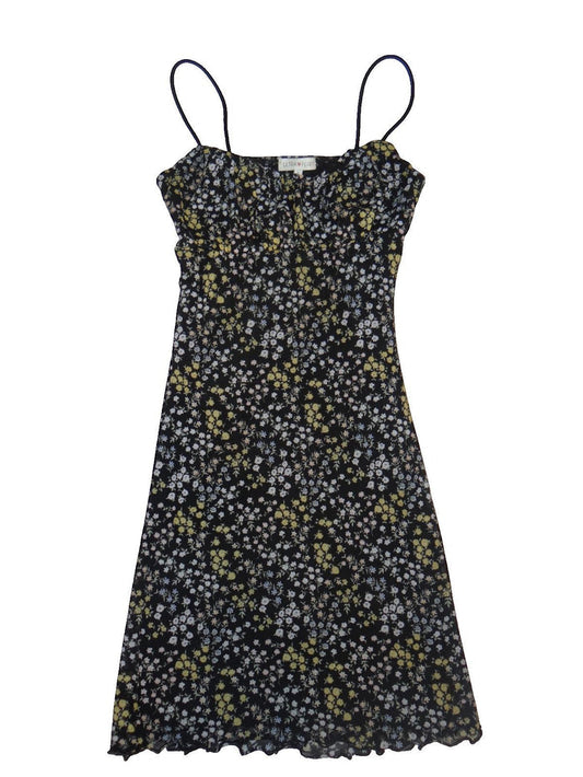 Y2K Ultra Flirt Women's Black Floral Midi Dress Size Small0