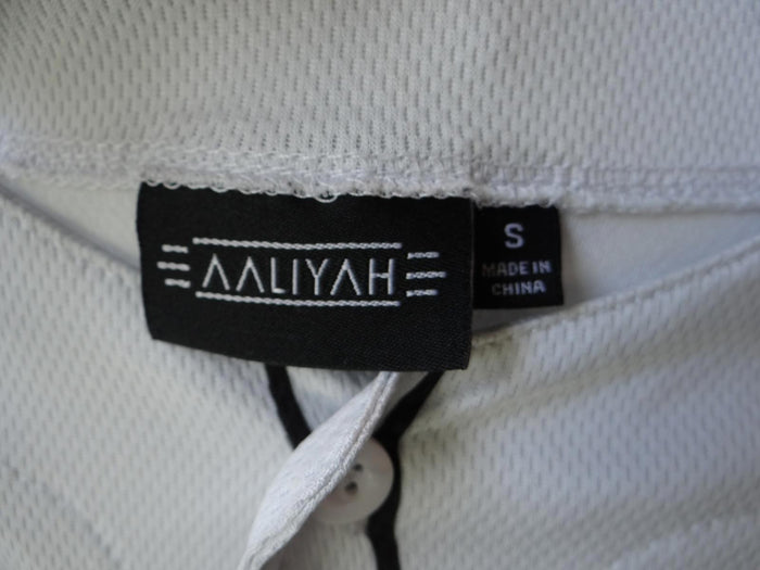 Y2K   VINTAGE Aaliyah Graphic Baseball Jersey   White & Black   Small2