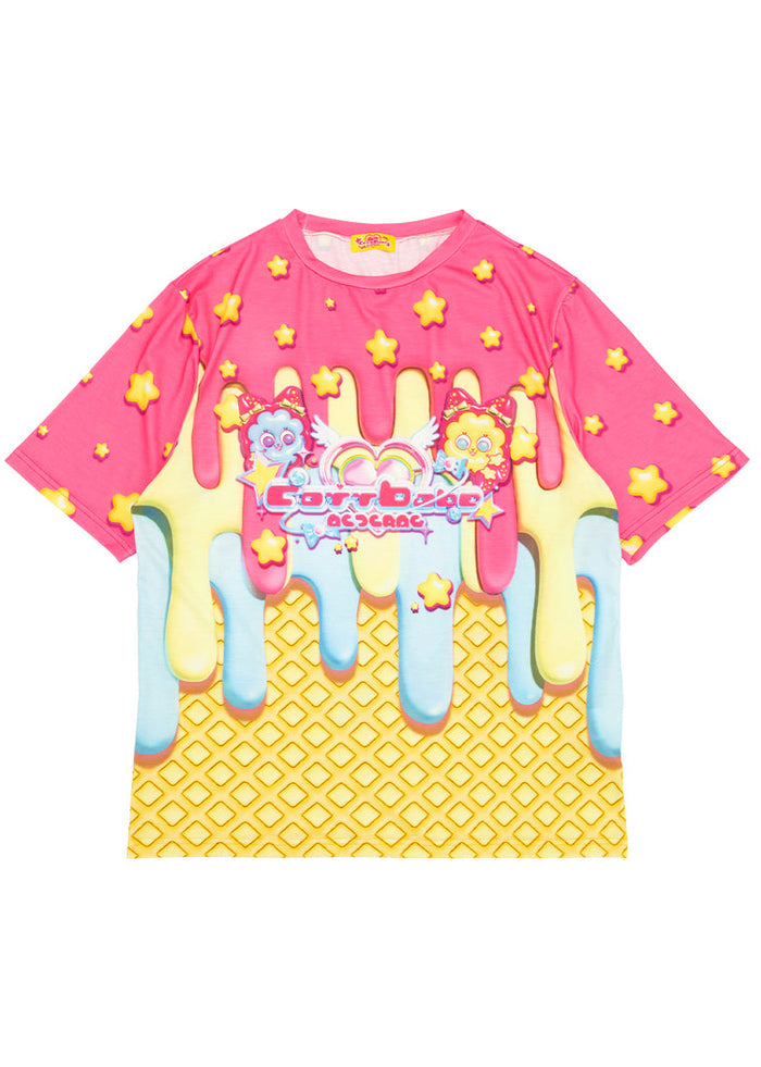 ACDC Rag Yen Cottbabe Melting Ice Cream Oversize Tee — front view